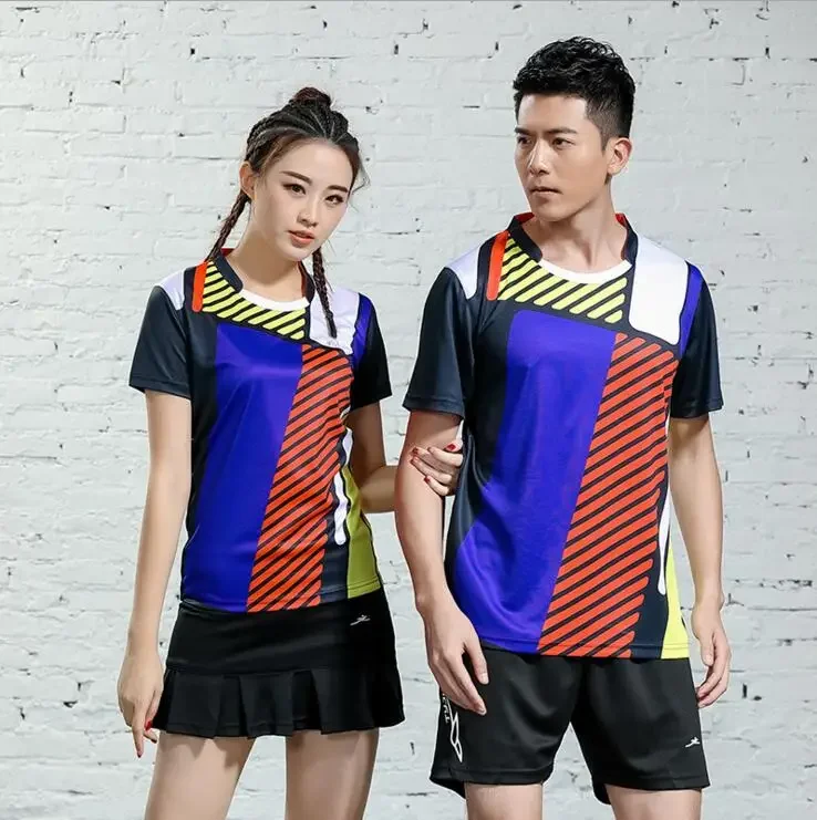 Free name!New men/women's dry badminton/tennis t-shirt+shorts,clothes table tennis jersey,women tennis shirts train