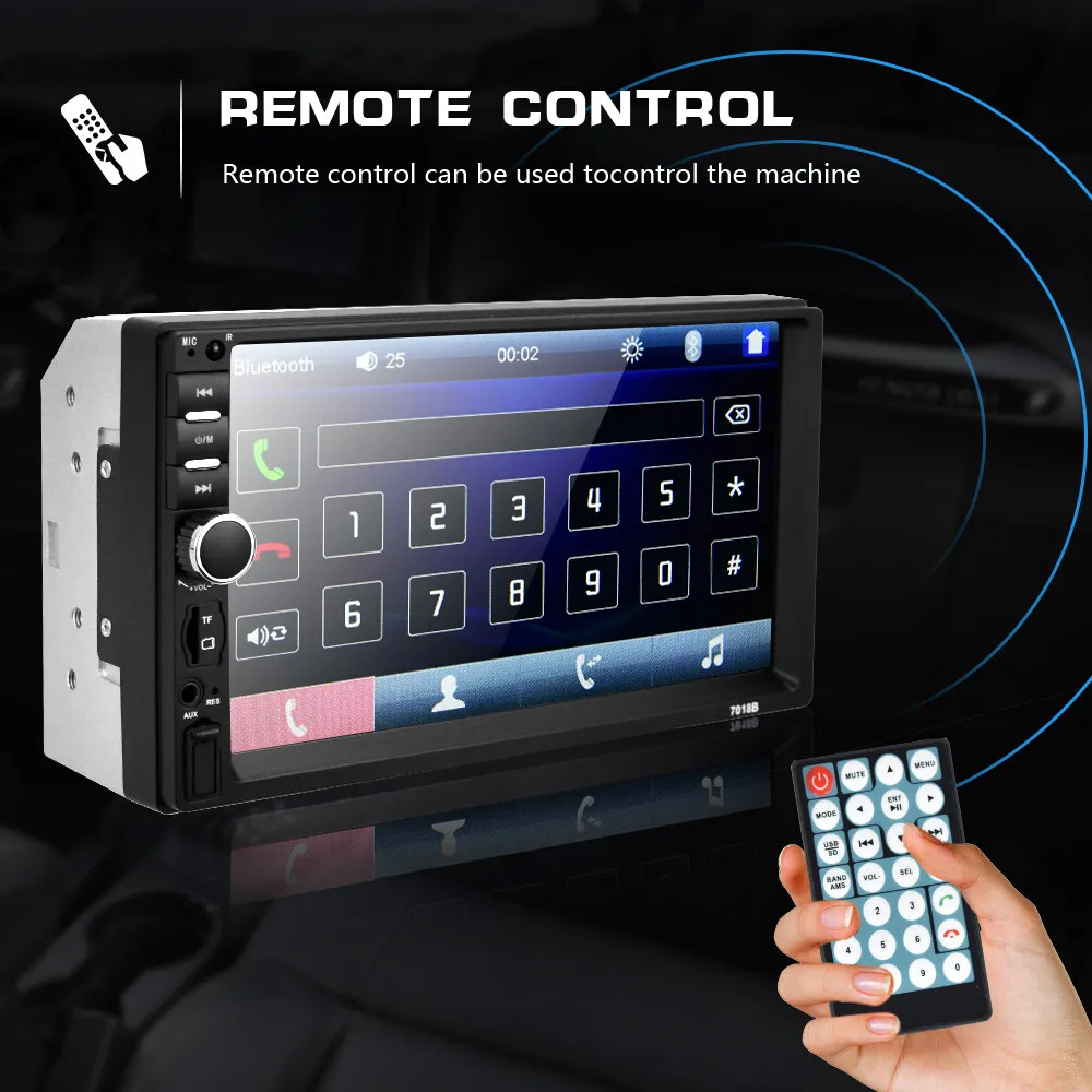 2 DIN 7인치 차량용 스테레오 라디오 터치스크린 BT/FM/USB/AUX 리모컨 MP5 플레이어