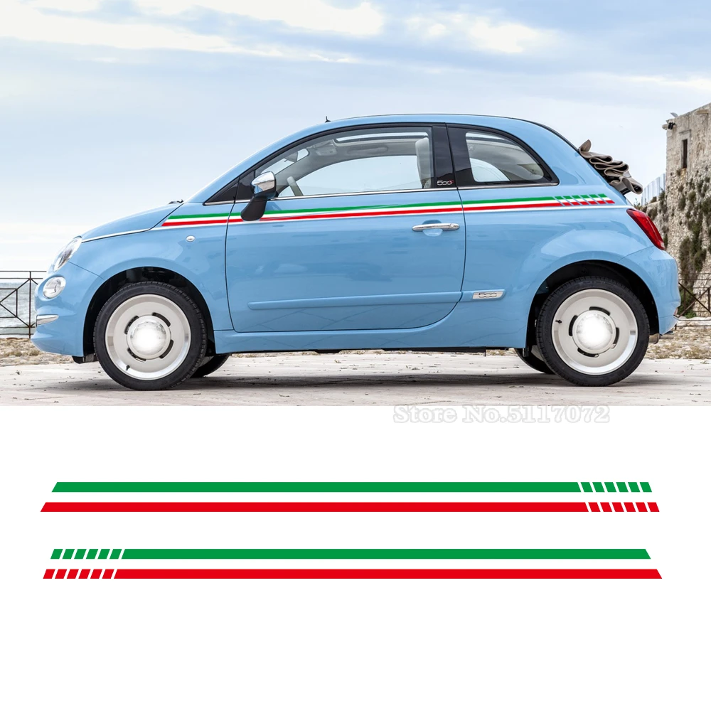 

Наклейки на талию автомобиля, боковая дверь автомобиля, Виниловая наклейка, тюнинг спорта, аксессуары «сделай сам» для 500 г., полосы с итальянским флагом