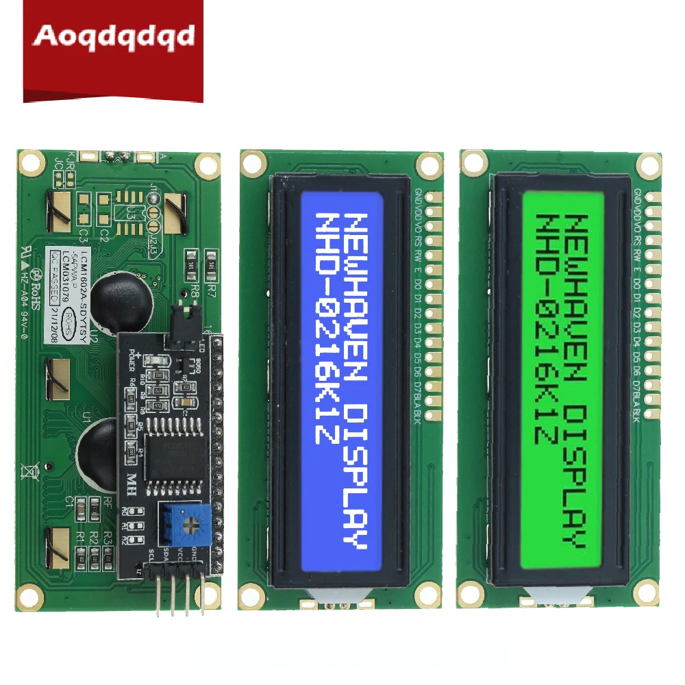 ЖК-дисплей 1602 дюйма диагональ желтый зеленый экран 16x2 символа PCF8574 IIC I2C 5 В для Arduino