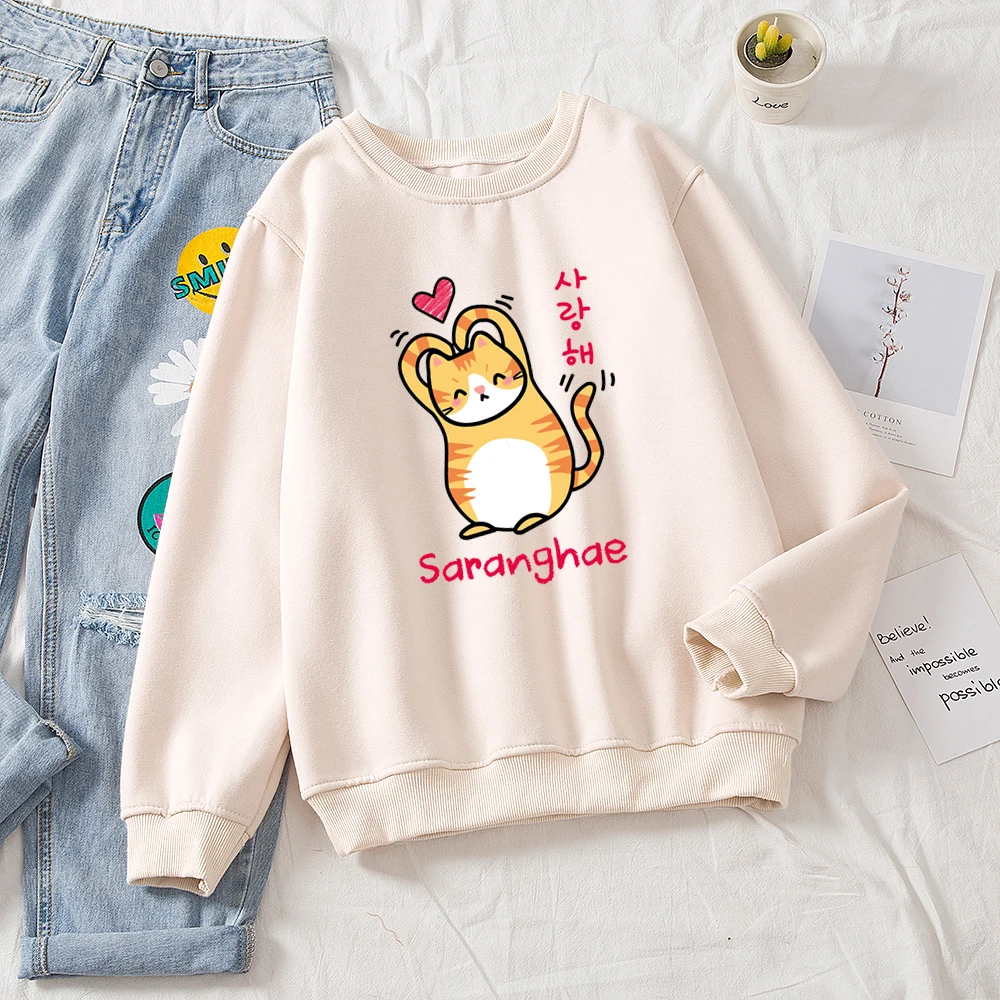 beige korean kawaii cat sweatshirt kitty sweatshirt