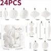 Christmas Ball Ornaments Shatterproof Plastic Tree Ornaments 24 PCS Shaped Styles Xmas Tree Holiday Decor,White 3
