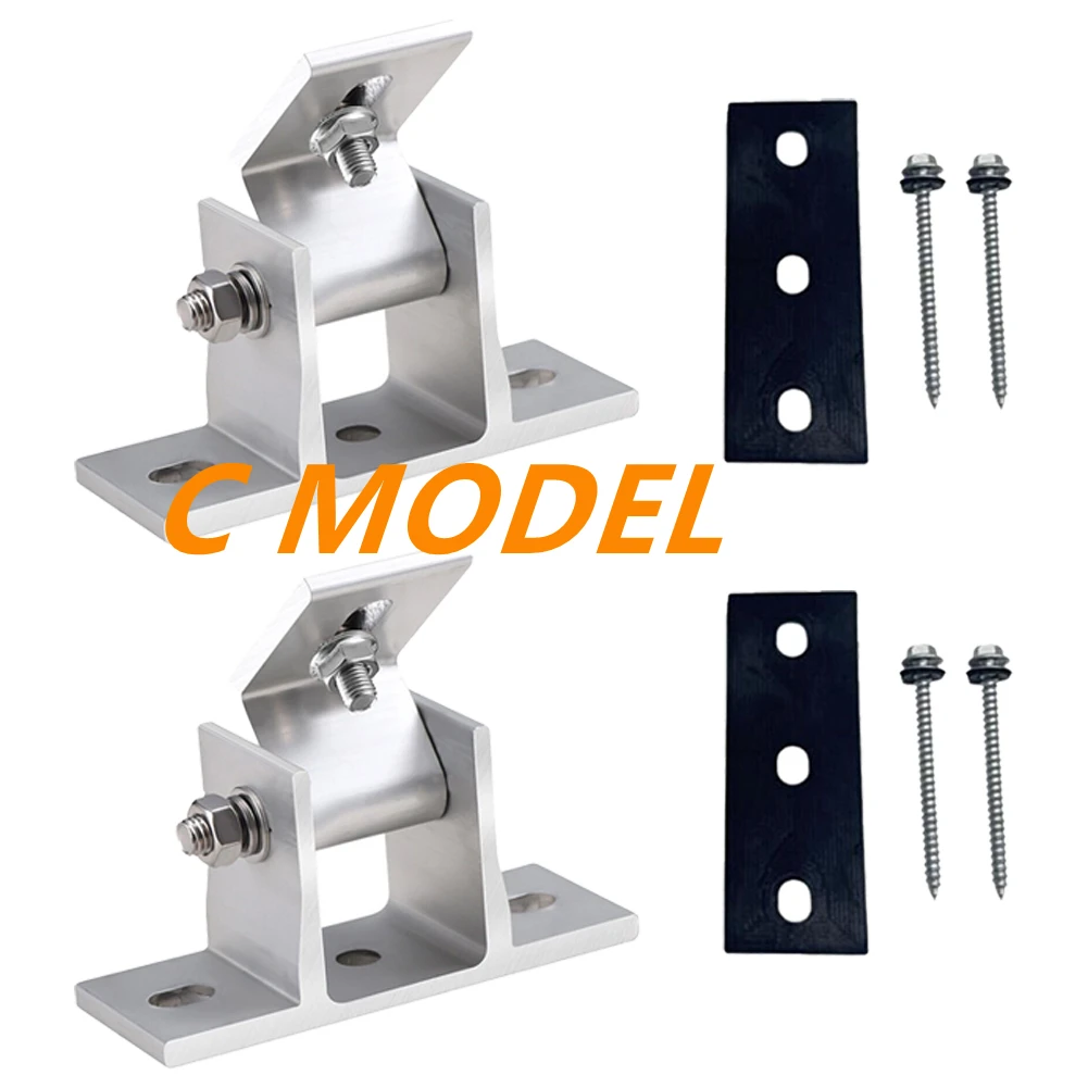 Solar Panel Bracket Adjustable 36~68cm Solar Holder End Clamp Kit 36cm Stand Length B-D 15-30 degrees For Flat Roof Mounting