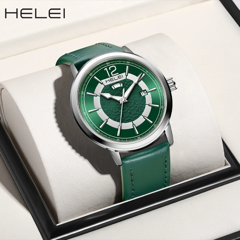 HELEI Men's Watch Classic Double Bezel Men's Quartz Men's Watches Waterproof Silicone Luminous Wristwatch Fashion Quartz Watch