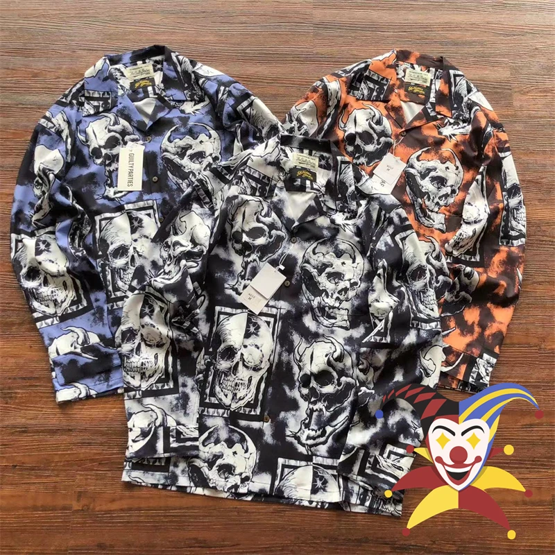 

WACKO MARIA Shirt Men Women Skull Print HAWAIIAN Streetwear Shirts