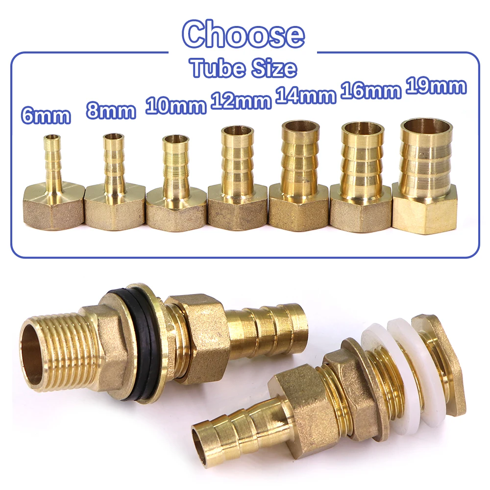 Brass Water Tank Joint with Hose Adapter and Double Sealing Washer