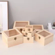 

Wooden Square Hinged Storage Boxes Craft Gift Storage Container Dust Jewelry Box Simple Storage Container Christening Gift Boxes