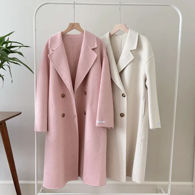2025 printemps femmes Drouble boutonnage manteau de laine Style ample cachemire vêtements d'hiver longs manteaux hauts nouveau 1