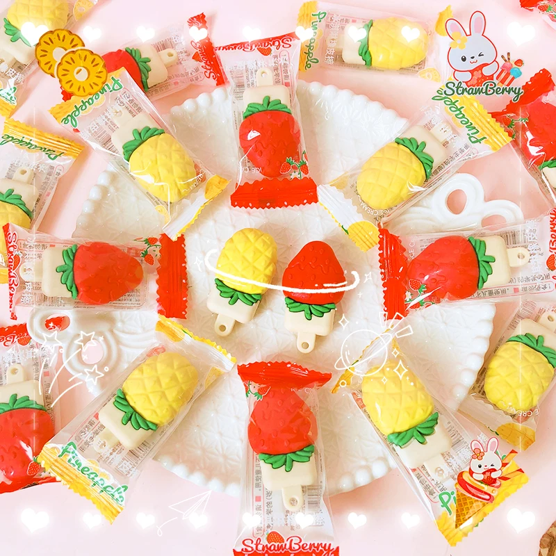 카와이 문구 용품 학교 교사 선물 사무용품 교실 학교로 돌아가기 과일 아이스크림 고무 재미 있은 지우개