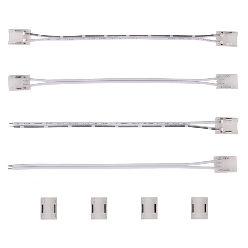 LED Strip Connectors 5pcs Transparent Solderless for COB 2835 5050 DIM RGB CCT LED Strip Lights IP20 Single Dual End