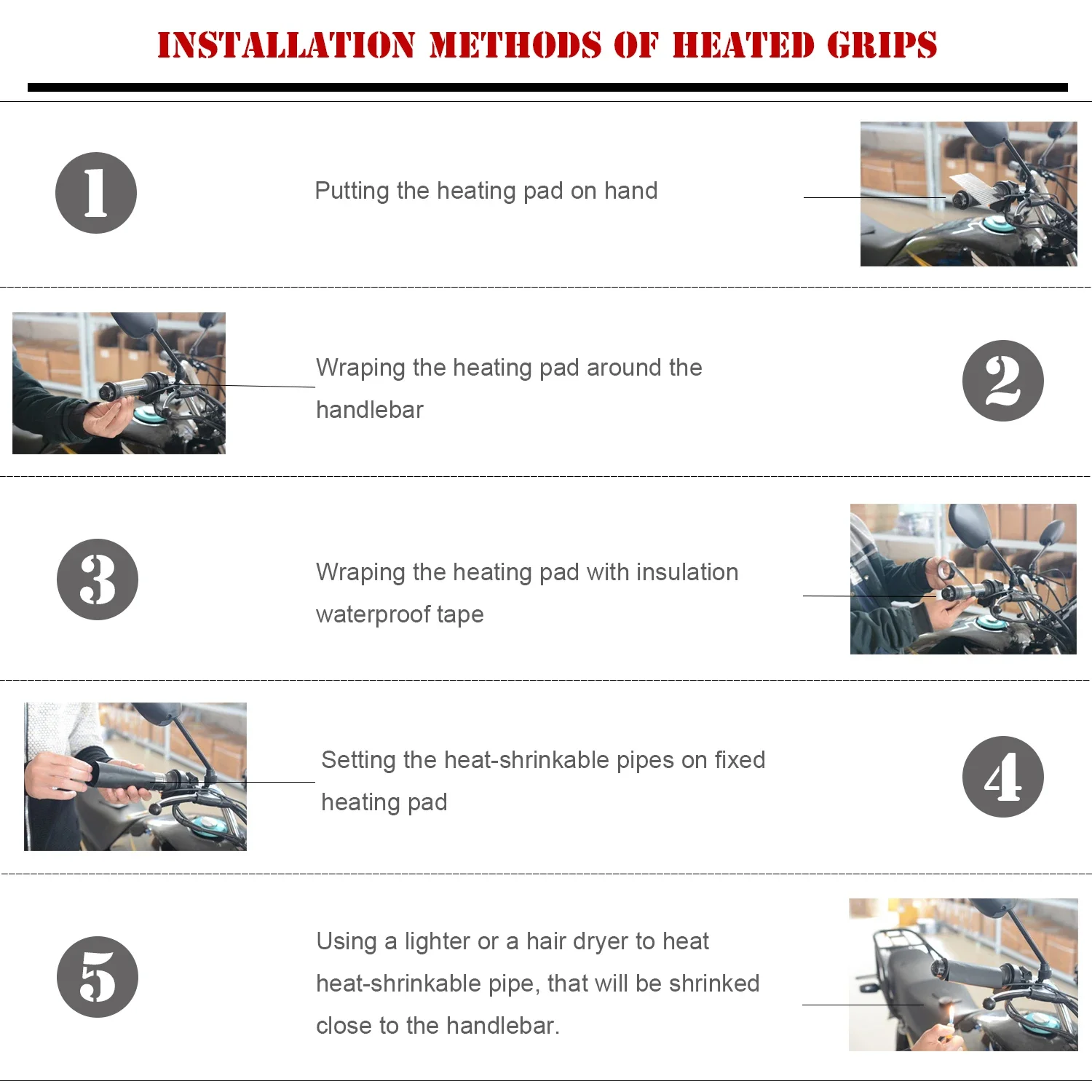 Universal 12V Motorcycle Heated Handles Grips ATV Snowmobile Handlebar Heater Warmer Kit For Suzuki Yamaha Heated Steering Wheel