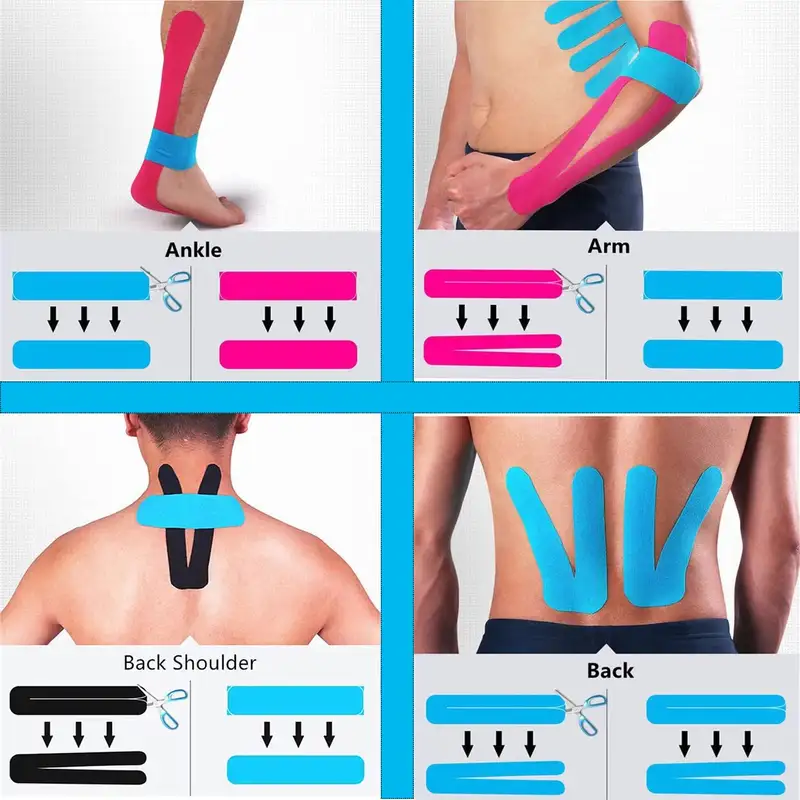 80pcs Sports Tape Cotton Elastic Precut kinesiology Tape for Support Athletic Tape for Muscle Strain Relief Adhesive Sport Strap - Image 6