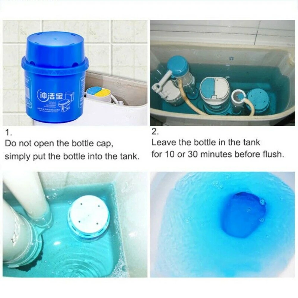 Automatic Toilet Bowl Cleaner Stain Remover Flush Bottled Helper Blue Bubble 2500 Times Fiushes Bathroom Cistern 1~5PCS