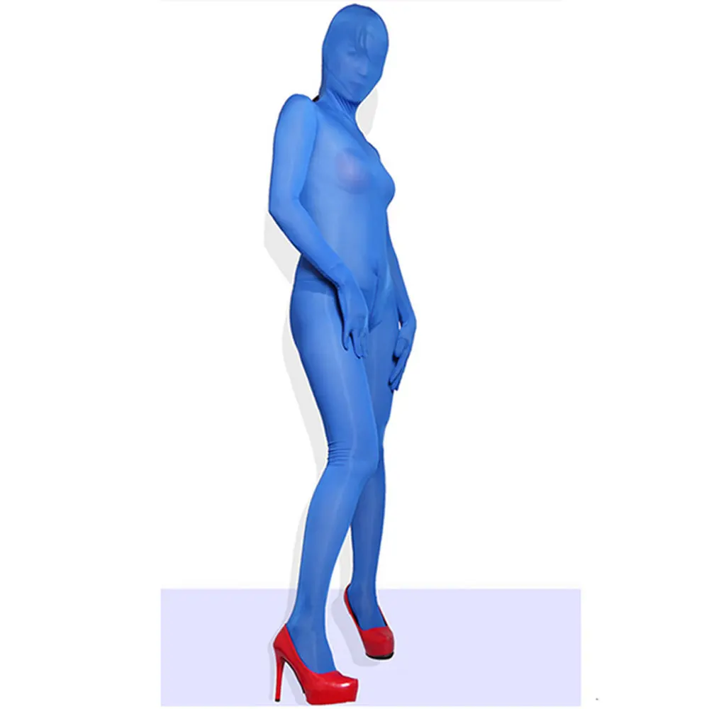 Cosplay Costume Adult Unitard Latex Lingerie Sexy Fetish Wear Sexy See Through Ice Silk Full Wrap One-piece Tight Jumpsuit High Elastic Home Corset Zipper Open Crotch Bodysuit