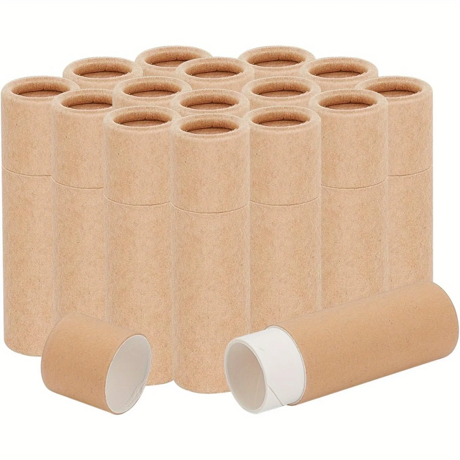 20pcsYellowCardboardLipBalmTubesEmptyRoundCosmeticContainersforDIYLipsticksRefillableLipGlossStickTubeBottles
