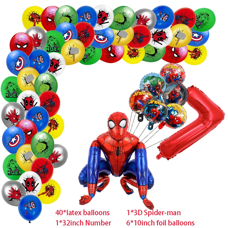 Decoración para fiesta de cumpleaños de superhéroes Globo de Los Vengadores Spiderman Iron Man Hulk Suministros para fiesta Vajilla Banner Telón de fondo