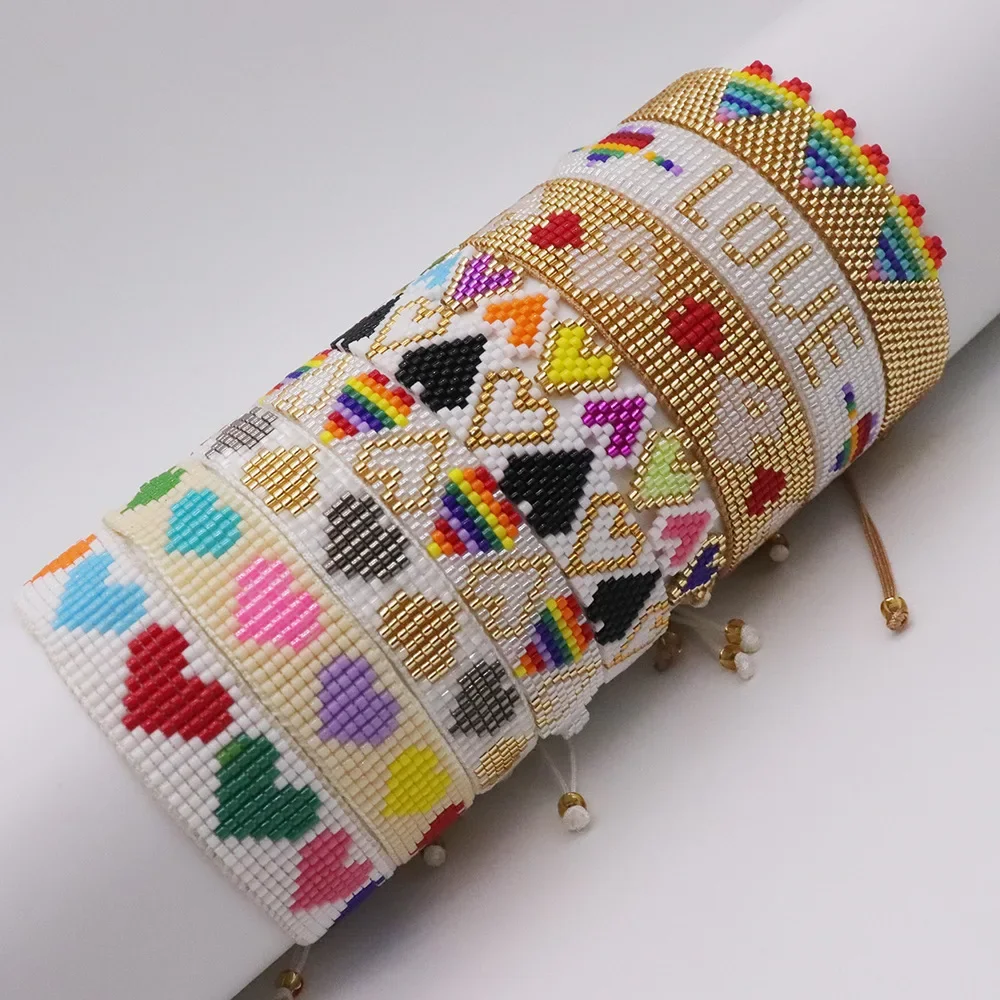 

Rice Ball Bracelet Hand woven personality Colorful LOVE letter fashion Simplicity Bohemia Adjustable Beaded Bracelet
