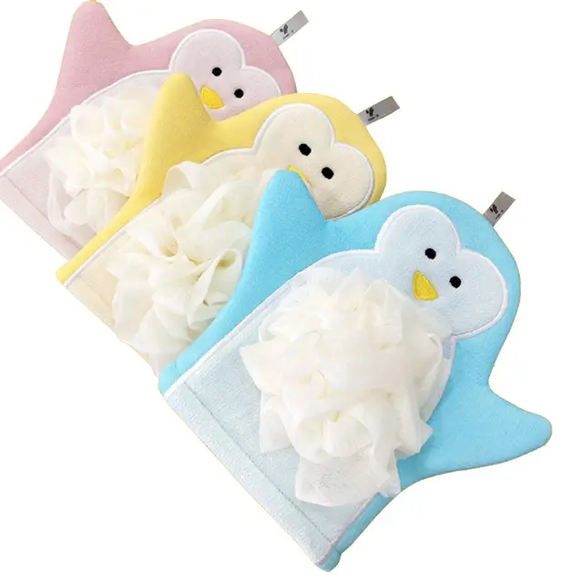 1pc Cute Baby Bath Gloves Cartoon Animal Exfoliating Sponge Shower Brush Body Scrubber for Kids Skin Cleaner Bath Toys 4