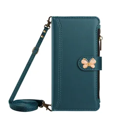Mukti 9 - Card Crossbody Leather Wallet Case Flip Cover - Moto Edge 30 Pro (Dark Green)