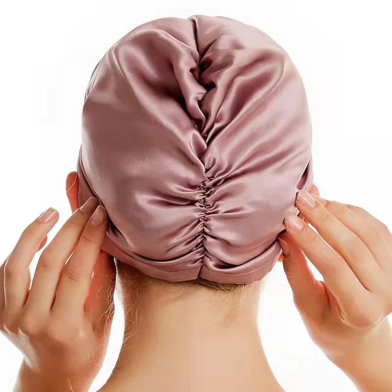 Pure Silk Hair Bonnets Women Sleeping Hair Cap Designer Silk Night Cap 100 Mulberry Silk Beanie for Hair Care Protect Head Wraps 3