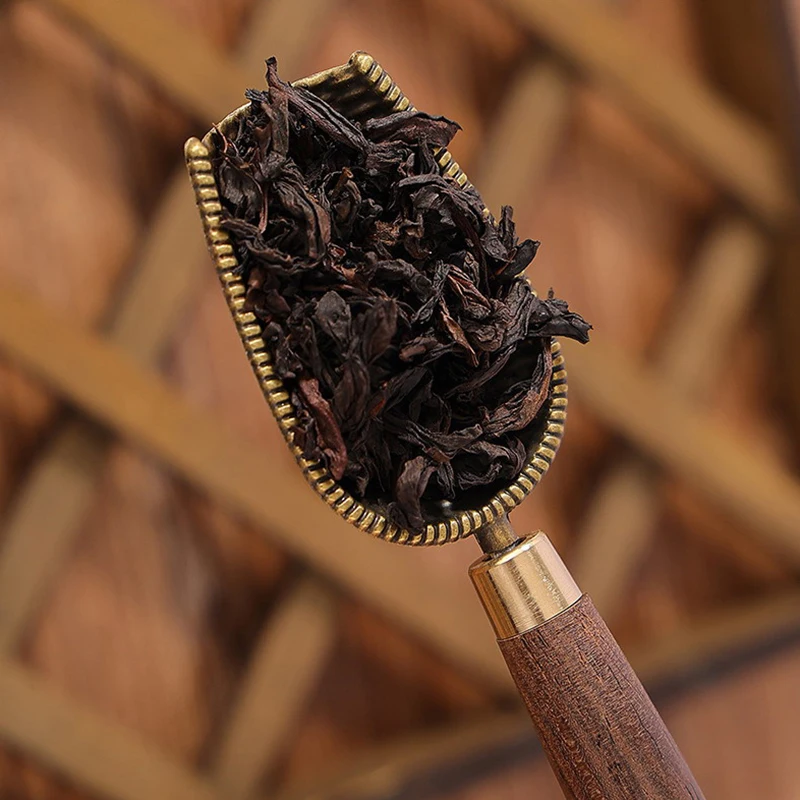 1 Pc Sandalwood Handle Alloy Teaspoon Small Tea Scoop Kung Fu Ceremony Accessories tea spoons