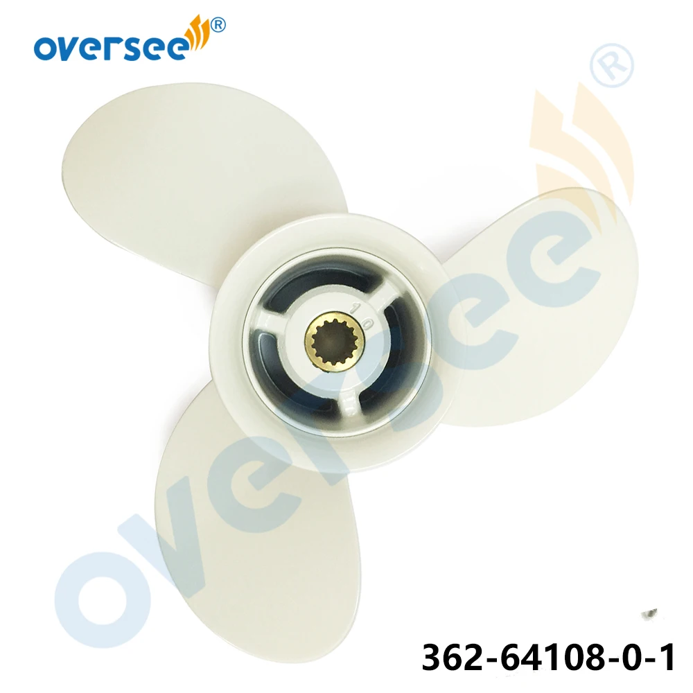 OVERSEE Aluminum Propeller 362-64108-0-1 3X9.2X9.8 Right White 9.9, 15, 18 HP For Fitting TOHATSU Outboard
