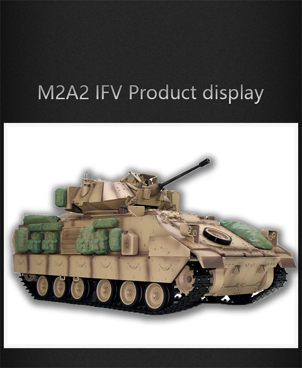 COOLBANK Model Bladeli M2A2 1/16 2.4G RC Main Battle Tank Smoke Sound Recoil Shooting LED Light Simulated Vehicles Models RTR Toys