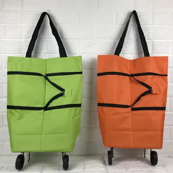 Folding Shopping Pull Cart Trolley Bag With Wheels Foldable Shopping Bags Reusable Grocery Bags Food Organizer Vegetables Bag 1