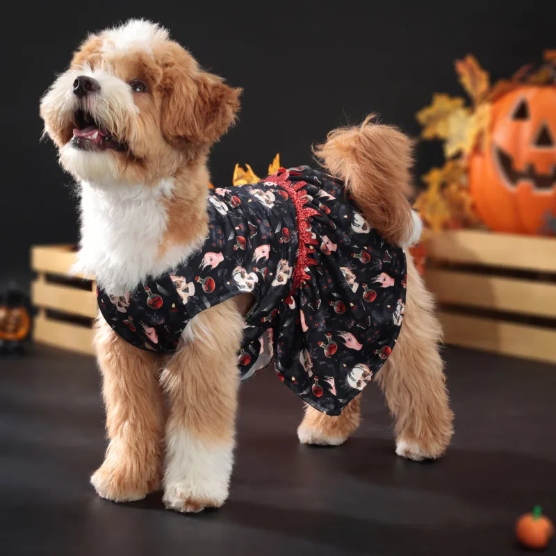 Robe Tête de Mort Amusante Halloween - Tenue Halloween 2024 - 2025 - Vêtement et accessoires pour chiens - Doglovedesign