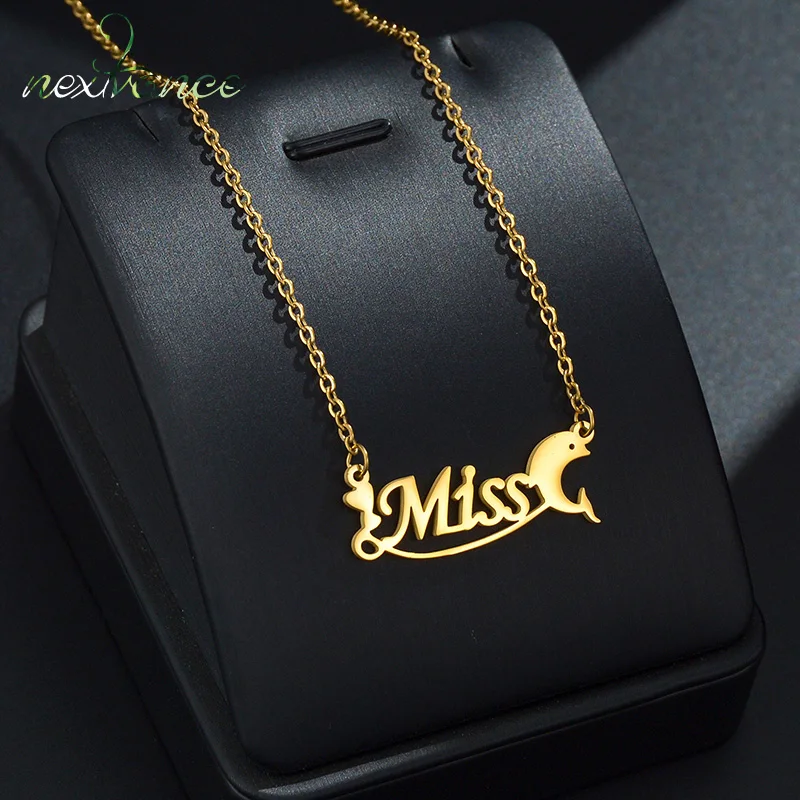 

Nextvance Customized Letter Necklace Stainless Steel Dolphin Heart Pendant Chain Women Baby Fashion Birthday Jewelry Gift