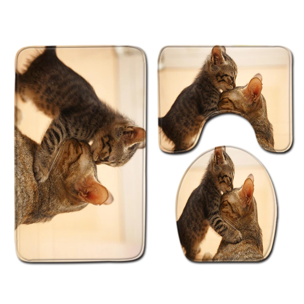 

Cute Cat Animal Bathroom non-slip carpet U-shaped Foot Mat Toilet Mat Bathroom Home Decor Carpet Super Soft and Absorb water