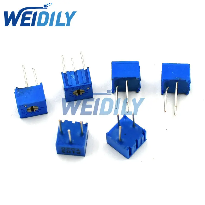 50PCS 10values*5PCS 3362P Multiturn Trimming Potentiometers Kit 500R-1M 3362 Potentiometer 500 ohm-1M ohm multiturn potentiometer potentiometer kit electronic components