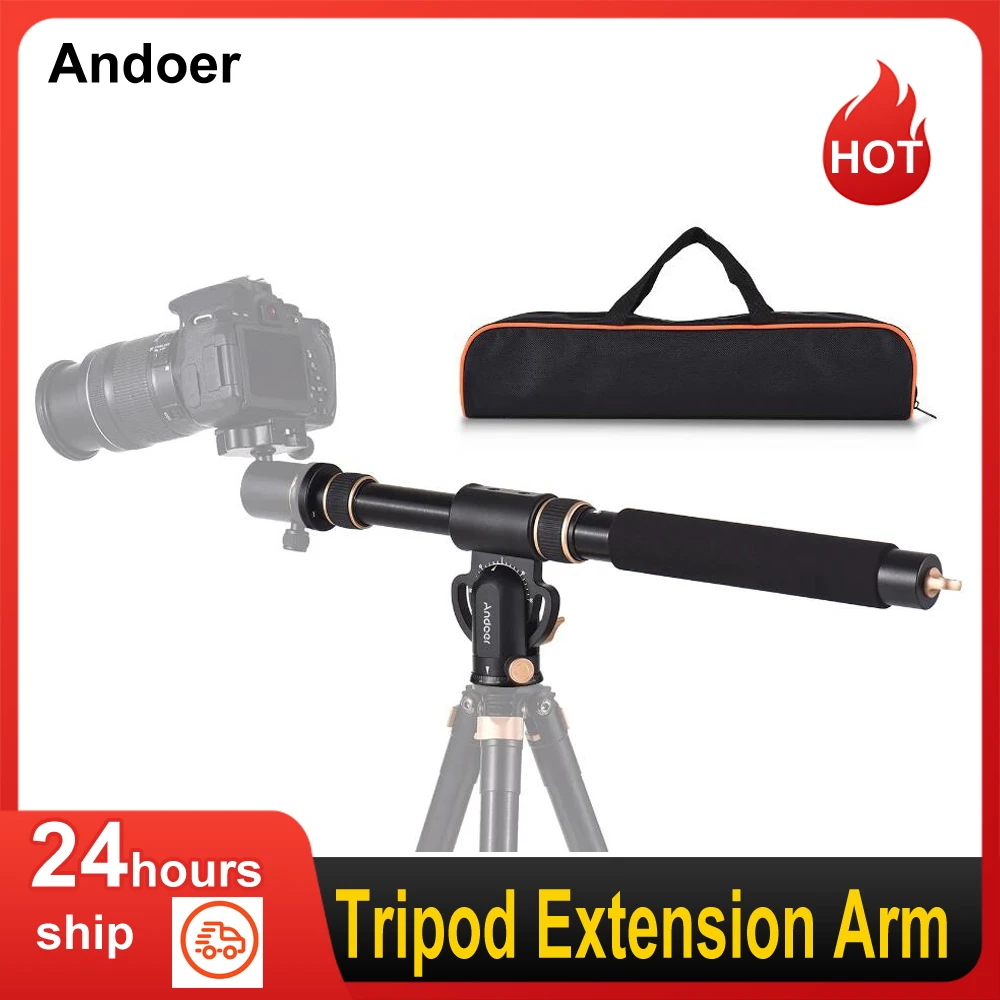 Andoer Universal Tripod Extension Arm Aluminum Alloy Detachable Extender Horizontal 360&deg; Rotatable Base 5kg Load Capacity