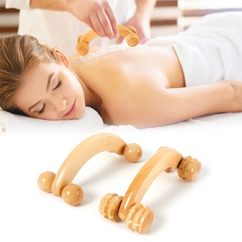 

1PC Wooden Handheld Body Roller Massager 4 Wheels Balls Arm Leg Back Foot Hand Neck Shoulder Muscle Pain Relief Massage Tool