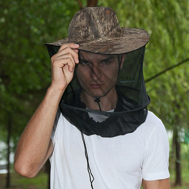 Mosquito Head Net Hat Safari Hiking Fishing Hats Sun Protection