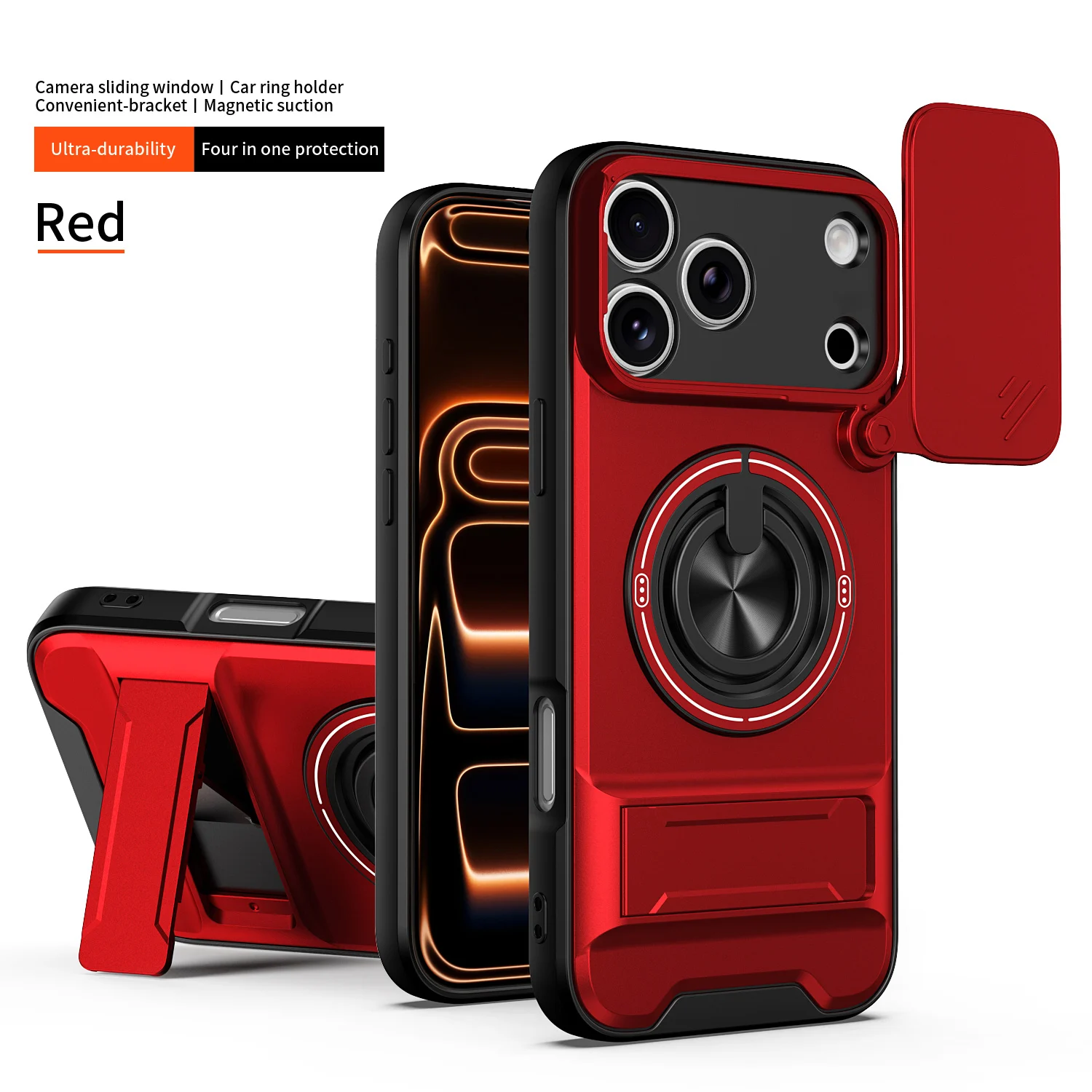 Enhanced Magnetic Fold Holder Military Armor Case with Camera Protection