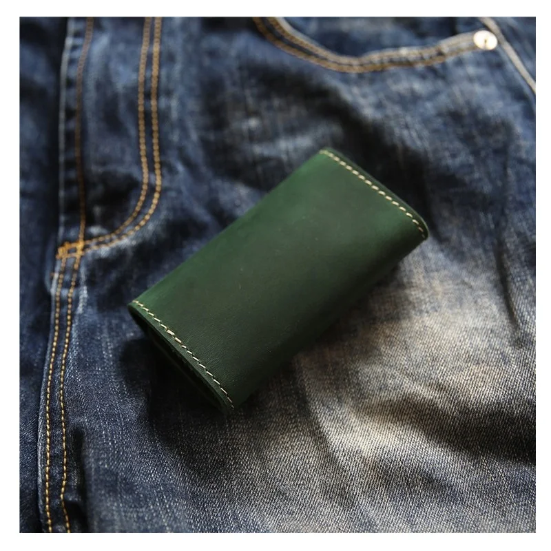 Genuine Leather Men Key Wallets Multifunctional Men Key Holder Car Pouch Retro Card Holder Key Case Key Holder Key Organizer Key Purse