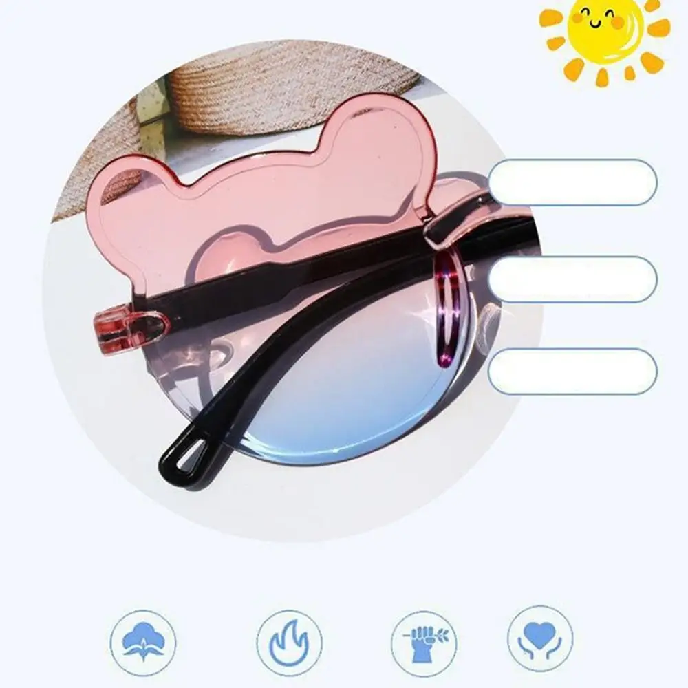 Polarized sunglasses vintage sunglasses cyberpunk sunglasses 1PC kids sun sunglasses bear shape children glasses cartoon rimless UV375 child eyeglasses outdoor anti-glare girl boys sunglass