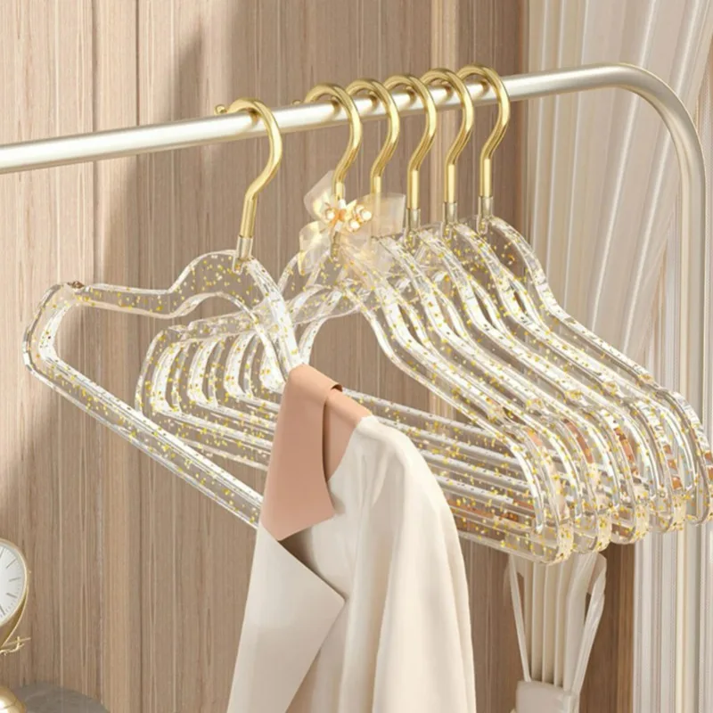 

1pc Clothes Hangers for Girl Dress Shirt Storage Rack Laundry Drying Racks Plastic Coat Hanger Heavy Duty Glitter Powder Design