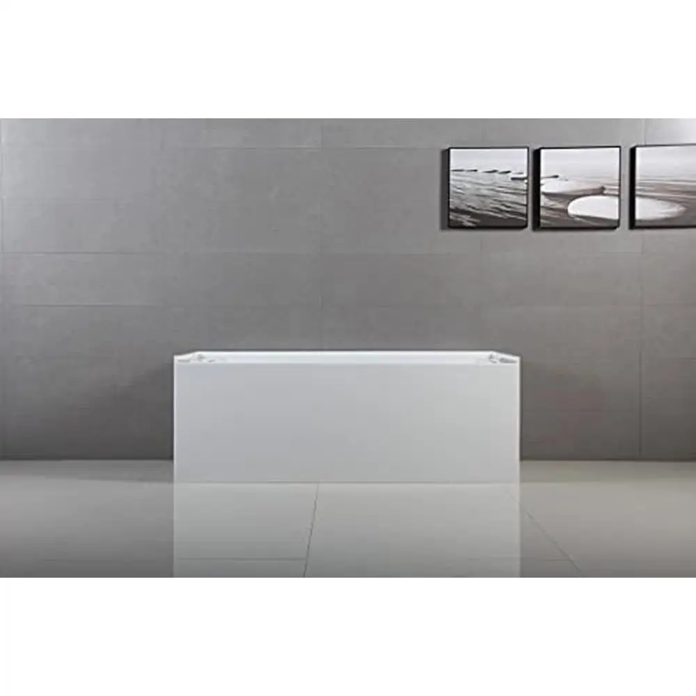 60" Alcove Tub with Drain Hole Glossy White Acrylic Finish 5