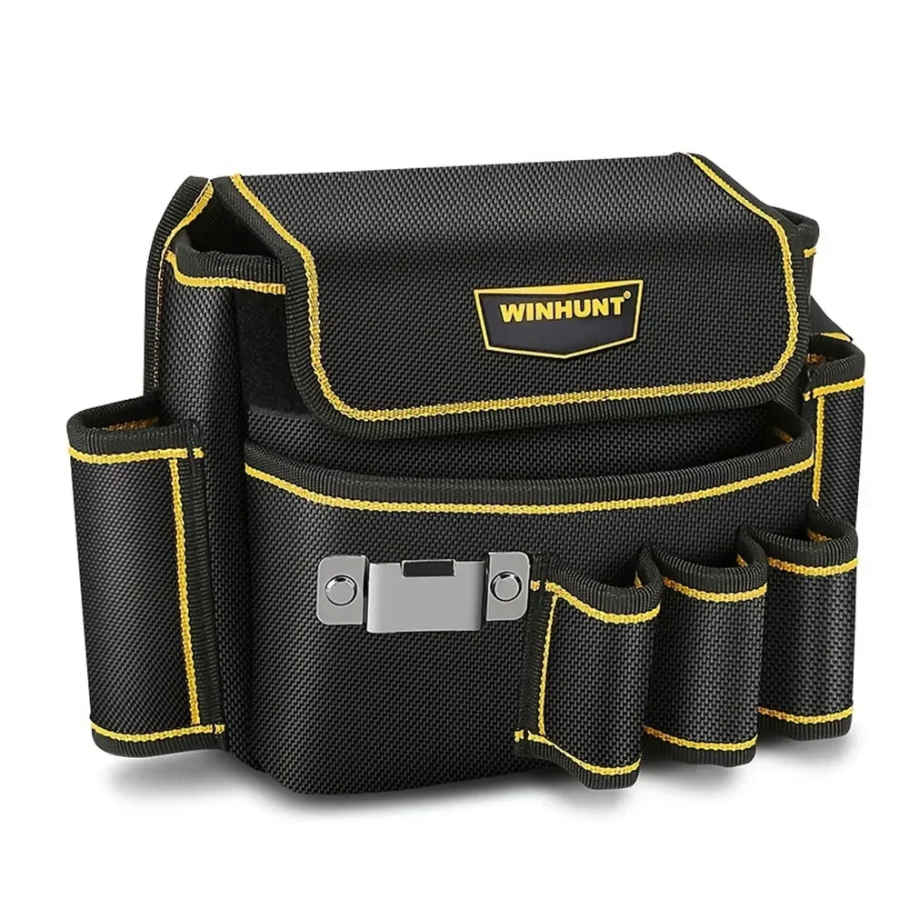 WINHUNT Tool Waist Bag Heavy Duty with Belt Tape Hook Harden Tool Pouch Tool Organizer for Electrician Screwdrivers Pliers