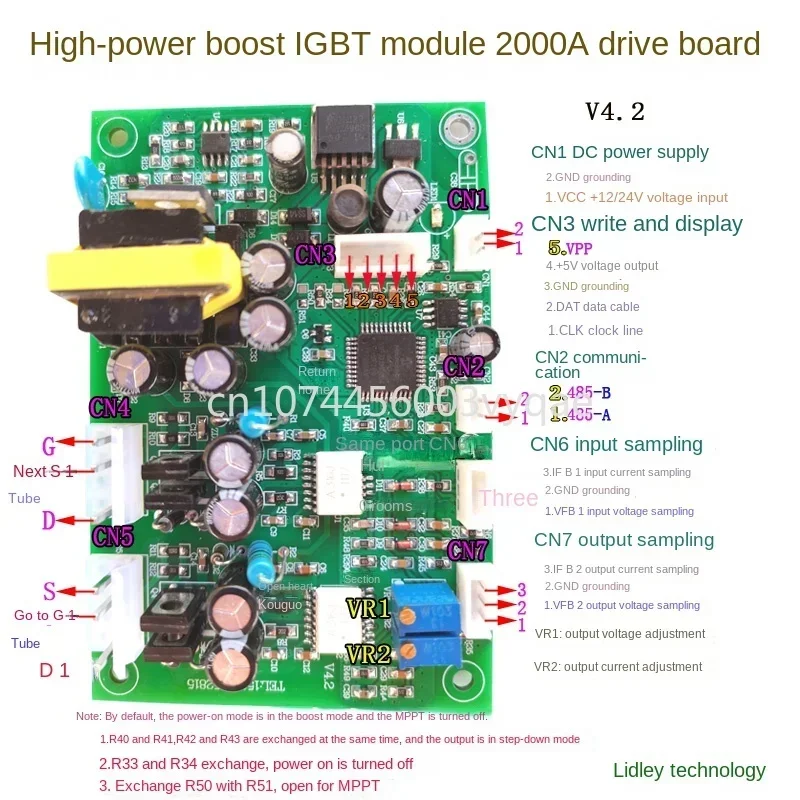 High-Power MPPT/Synchronous Boost/Buck IGBT Module Control Drive Board Output Constant Voltage and Constant Current