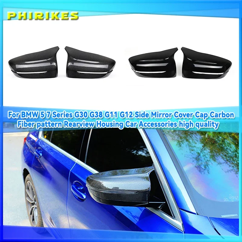 

For BMW 5 7 Series G30 G38 G11 G12 Car Rear View Side Wing Mirror Cap black Carbon Fiber pattern car accessories 2017 2018 2016