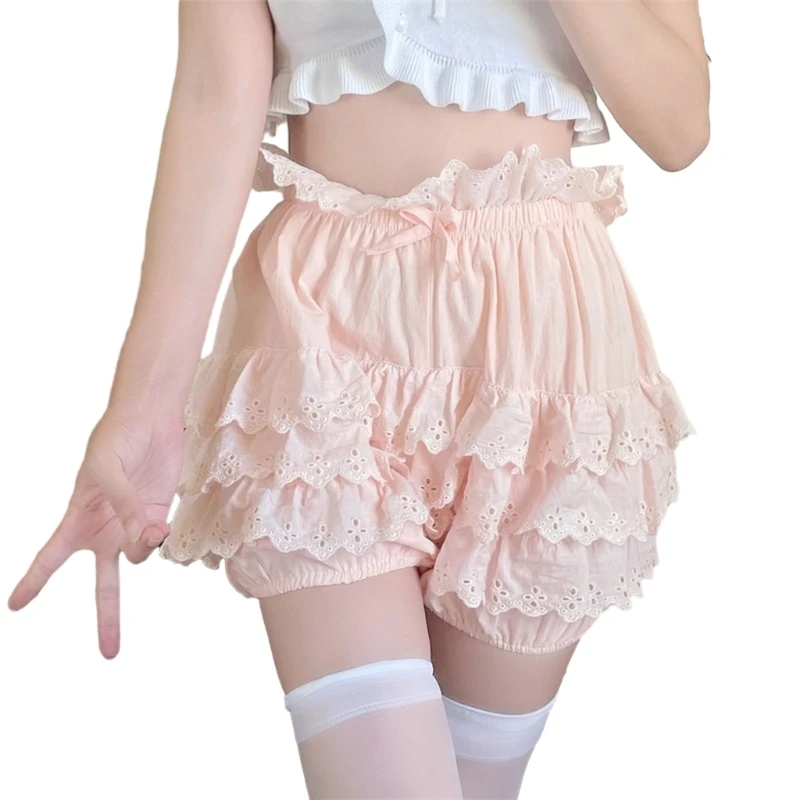 Safety Shorts for Women JK Girl Japanese Tiered Ruffled Lace Bowknot Pumpkin Panties Bloomers Cake Skirt Underpants