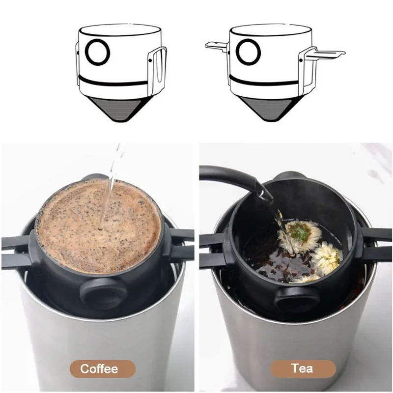 Mini Pour Over Coffee Dripper Reusable Foldable Drip Coffee Filter Portable Paperless Maker for Office Home Travel Camp