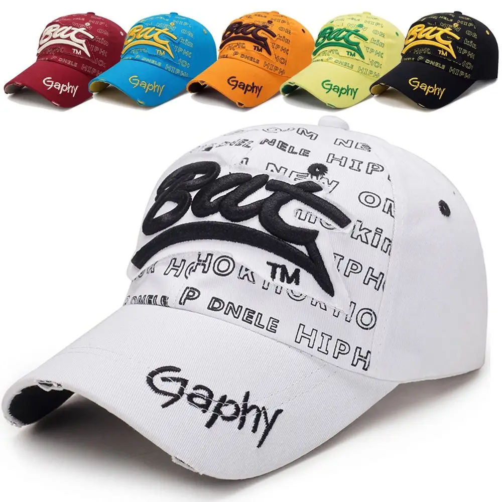 Fashion Broken Hole BAT Embroidery Hats Hip-hop Casual Baseball Hats Adjustable Sunscreen Hats Man Women Outdoor Sports
