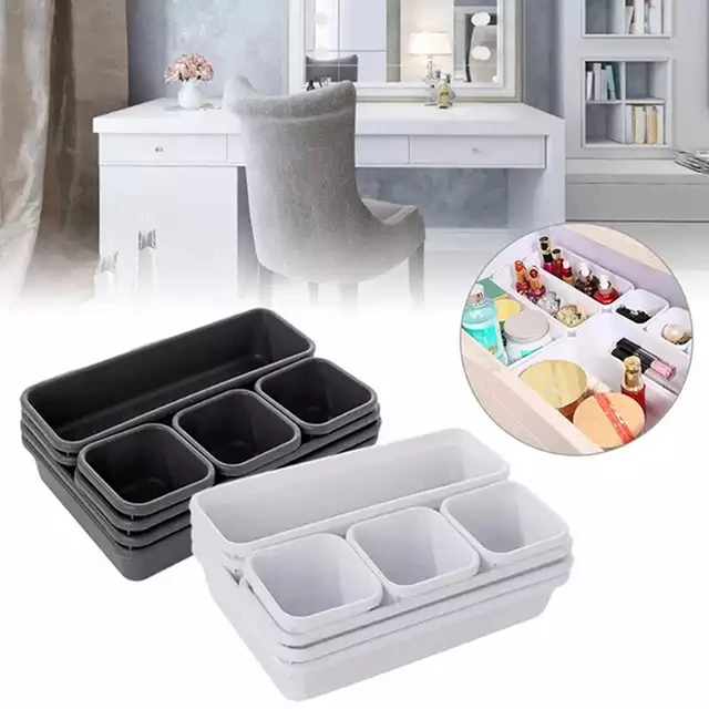 Organizadores de cajones para el hogar, caja de almacenamiento de papelería  de escritorio a prueba de polvo, organizador de maquillaje para mujeres,  accesorios de cocina y baño, 8 piezas - AliExpress