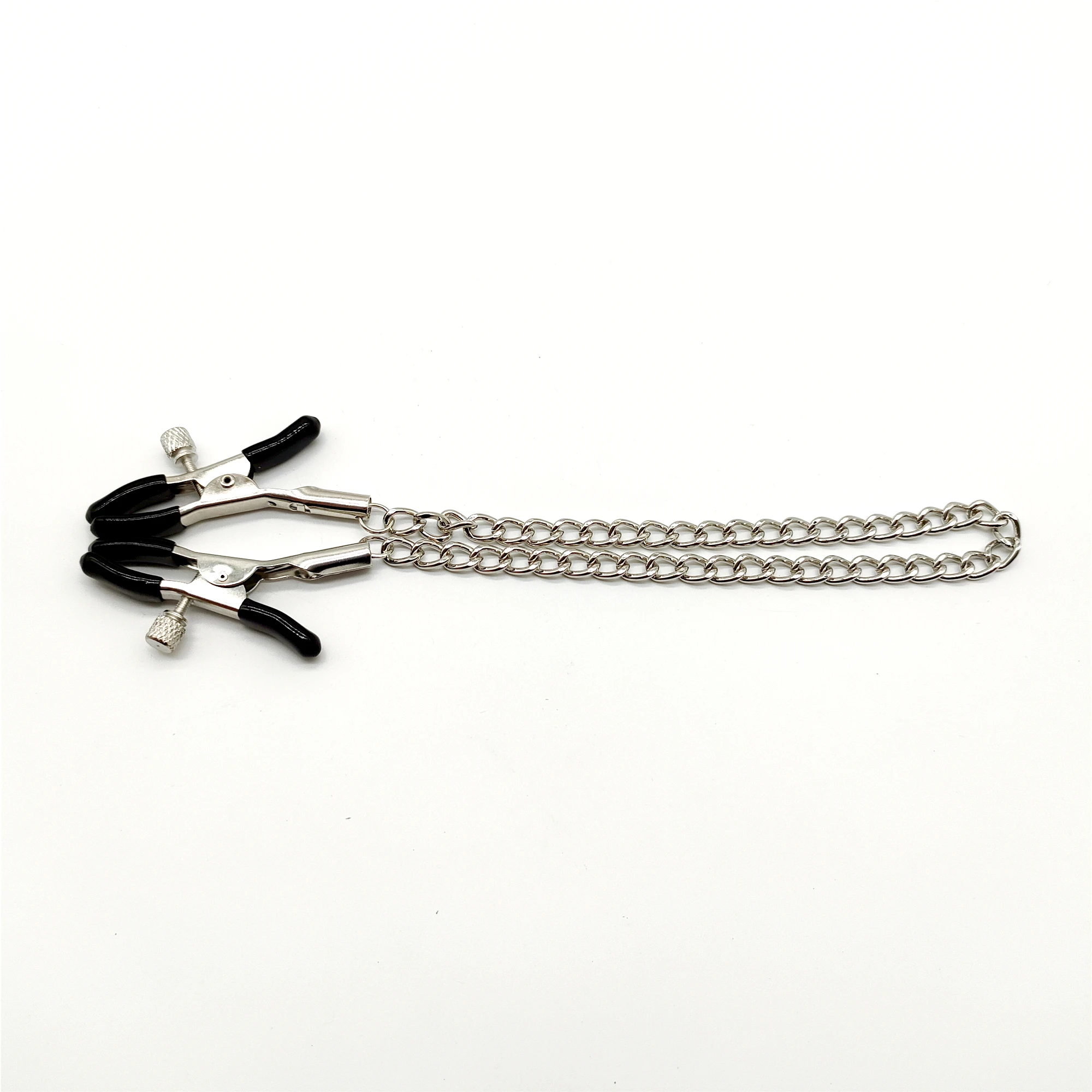 Nipple Clamps with Chain Metal Nipple Clips Black and Silver Clamps non Piercing Sexy Adjustable Body Chain Sex Toys nipple clamps
