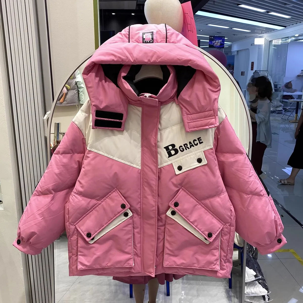 Mid-Length Down Coat Women\'s Hooded Thickened Winter Outside Warm Outwear Loose White Duck Down Jacket Female Parka 2024 New
