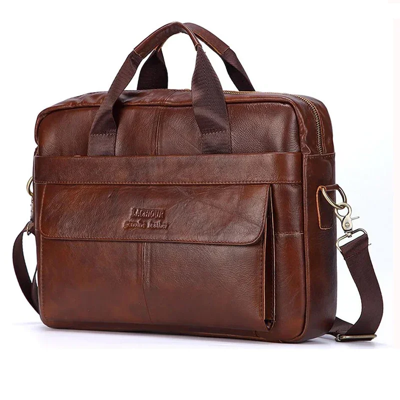 Genuine Leather Men Business Messenger Bag